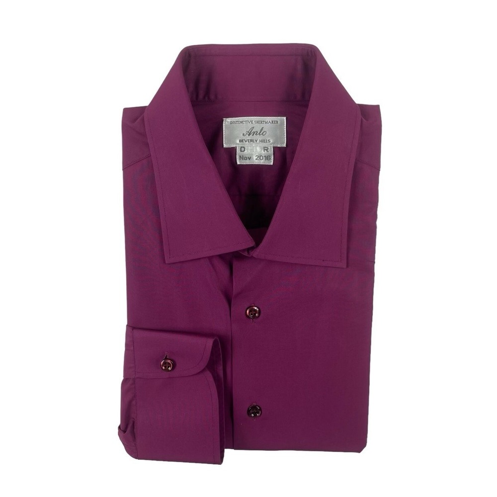 Anto Beverly Hills Purple Cotton Bespoke Mens Button Front Size XL 2016